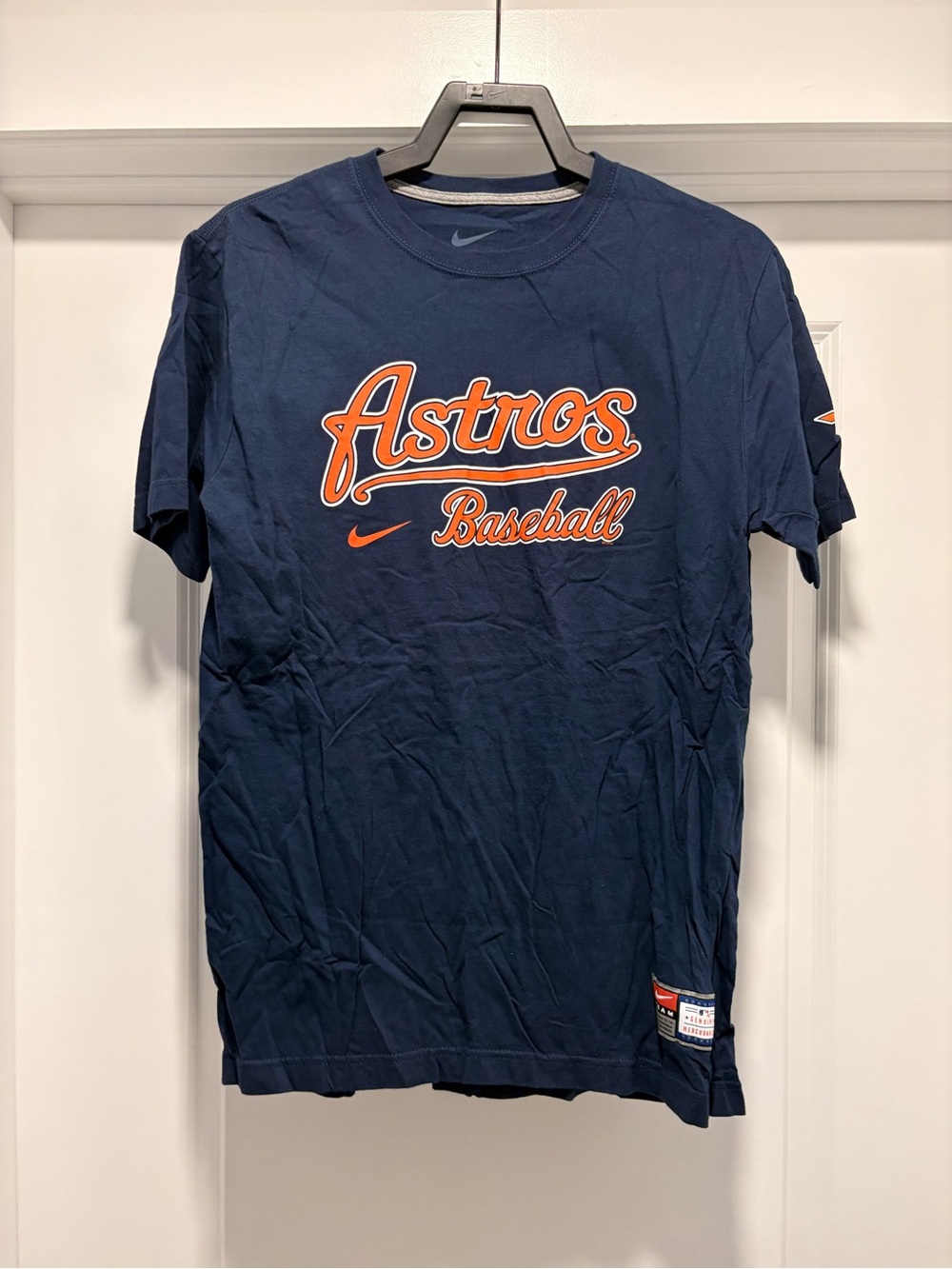 Nike Navy Astros Baseball Short-Sleeve T-Shirt with Orange Script